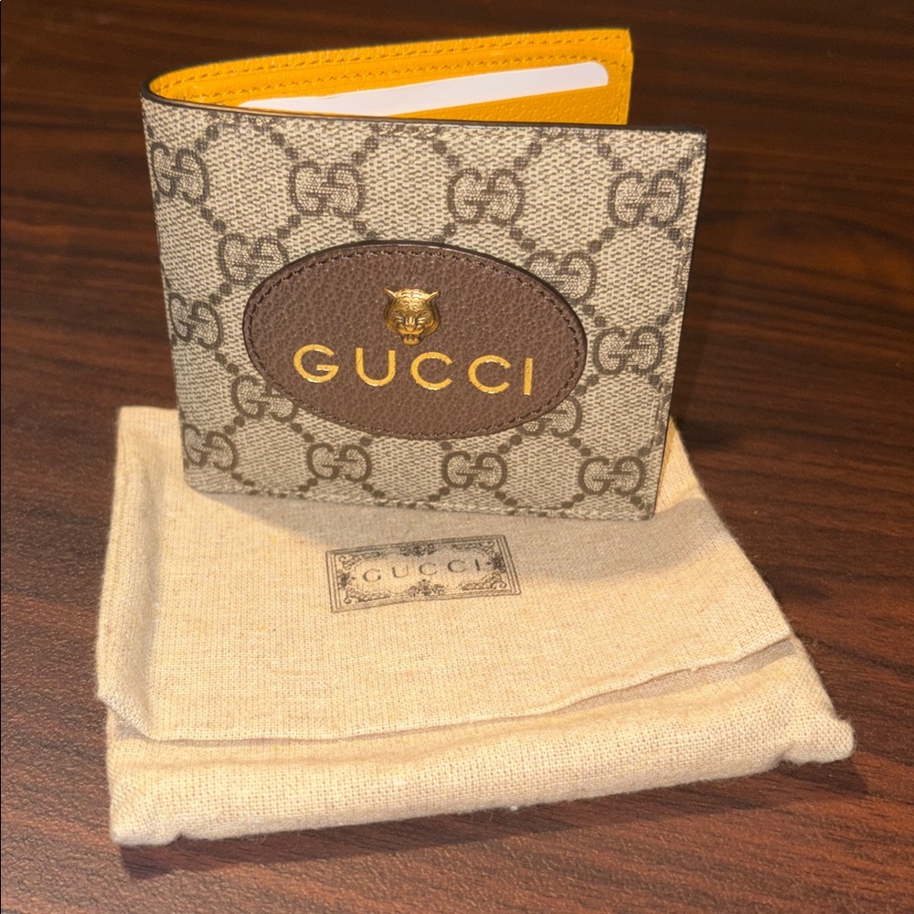 Gucci Yellow and Brown Leather Wallet